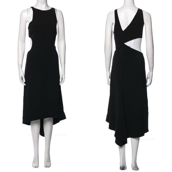Halston Heritage Dresses & Skirts - Halston Heritage NWT Black Back Cut Out Sleeveless Cocktail Midi Dress S (6)